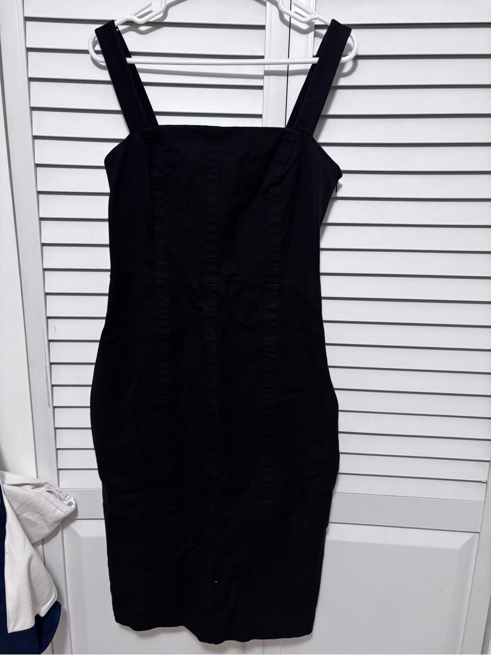 Midi Black Square-Neck Sheath Dress